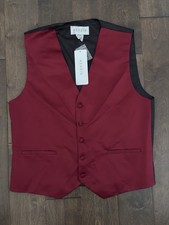 NWT Azazie Mens Matte Satin Burgundy Red Prom Vest Size Medium Five-Button Down