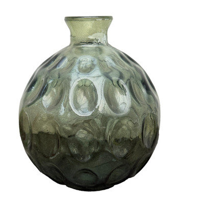 San Miguel grüne recycelte Kunst runde Glas Vase Vintage Kreis Daumenabdruck Design