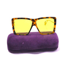 Gucci GG0413S Tortoise Square Oversized Yellow Lens Sunglasses Made in Italy