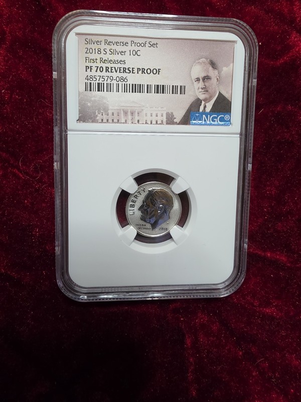2018-S ROOSEVELT SILVER DIME FIRST RELEASES PF70 REVERSE PROOF NGC
