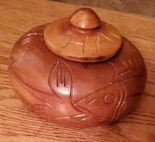 Hand Carved Wooden Bowl With Lid Perfect Decor and Storage