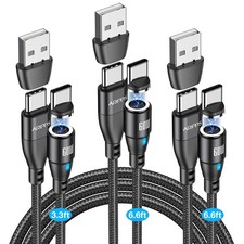 USB C to C Magnetic Charging Cable 3-Pack, 6.6 feet, Black