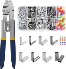 Fishing Crimping Tool Kit Stainless Steel Crimp Pliers Wire Rope Crimping Too...