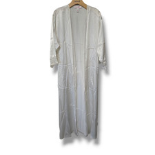 Oscar De La Renta pink label women's white satin bridal honeymoon sleepwear robe