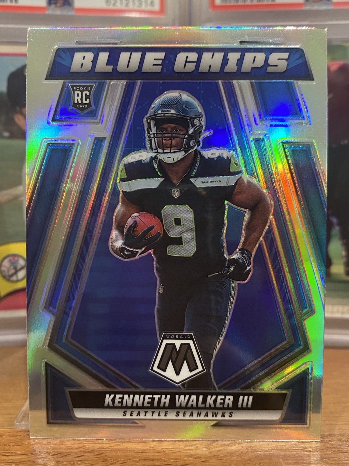 2022 Panini Mosaic #BC-13 Kenneth Walker III Blue Chips Silver Mosaic RC