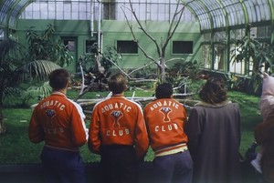 1950s Y Aquatic Club Letterman jacket 35mm Kodachrome slide photo