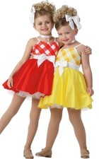 Lot of 8 Picnic Child X-Small 7-Yellow 1-Red Dance Costume Checked Baby Dress