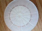 VTG 10in  Anchor Hocking Pedestal Milk Glass Cake Plate w/Gold Highlight — photo 6