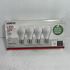 Satco S11508 - 13 Watt A19 LED Light bulbs  - 2700K  - 1 Pack of 4 Bulbs 100 W