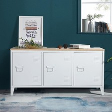 Metal Sideboard Cabinet with 3 Doors and Wood-Look Top 120.5 x 40.5 x 60 cm