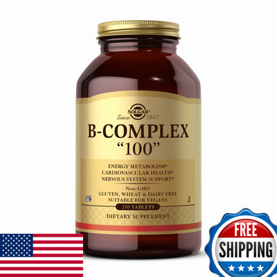Solgar B-Complex 100 Vegan Non-GMO Gluten Free 250 Tablets Energy Support