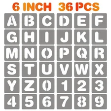 BAMIDELE 6 Inch Letter and Number Stencils, 36 Pcs Reusable Plastic Alphabet ...