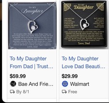 To My Daughter From Dad Heart Pendant Necklac...