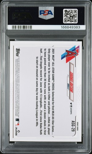 2021 TOPPS UPDATE 2021 MLB ALL-STARS #ASG29 SHOHEI OHTANI PSA 9 - Picture 2 of 2