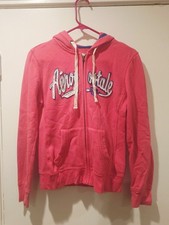 A ropostale Women  s Pink Full Zip Fleece Hoodie With Pockets White Logo XS