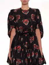 Poppy Print Abito Dress in Black