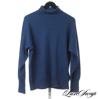 Vintage Caerlee Made in Scotland 100% Cashmere Royal Blue Turtleneck Sweater 42