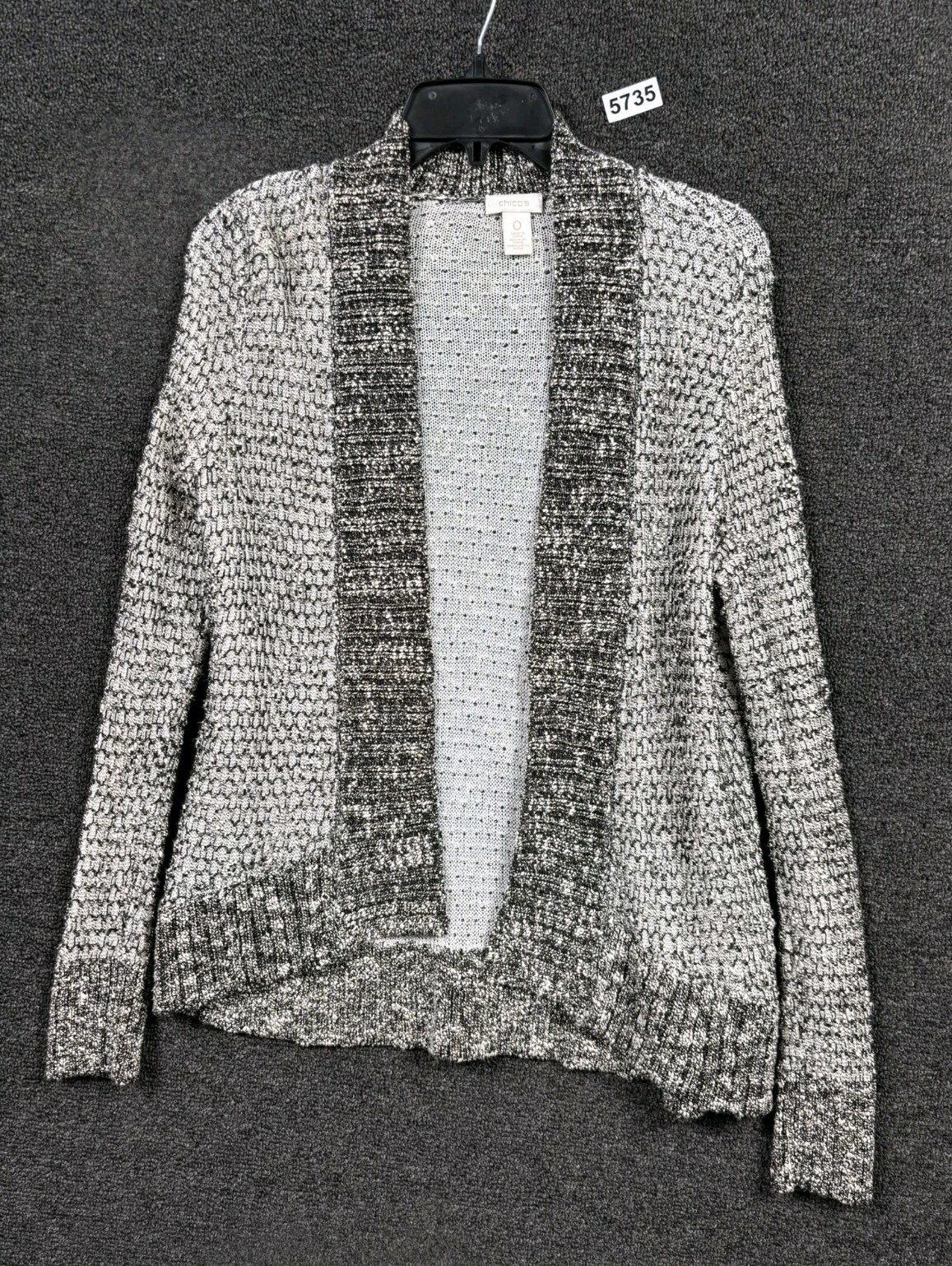 Chico’s Open Front Textured Overlay Jacket Womens… - image 1