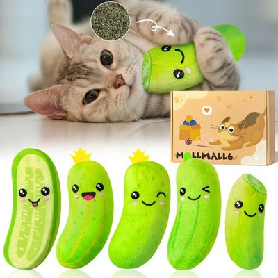5 PCS Pickle Catnip Cat Toys Indoor Kitten Chew Bite Kick Cucumber Toys