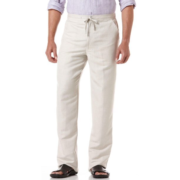 Cubavera Men's Flat Front Textured Linen Pants Dark Beige Size 46X30