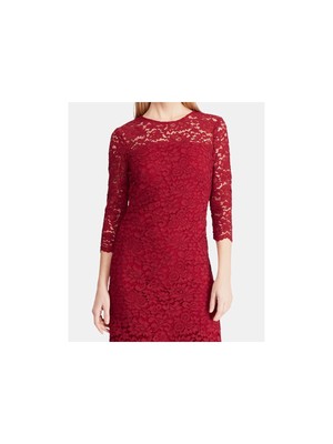 Lauren+Ralph+Lauren+Womens+Red+Lace+Knee-length+Party+Cocktail+Dress+6+BHFO+3274  for sale online | eBay