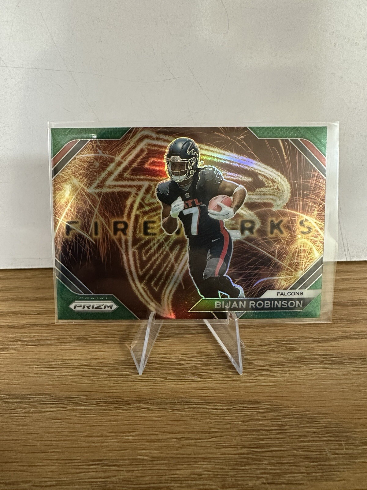 2023 Panini Prizm - Fireworks Green Prizm #F-24 Bijan Robinson (RC)