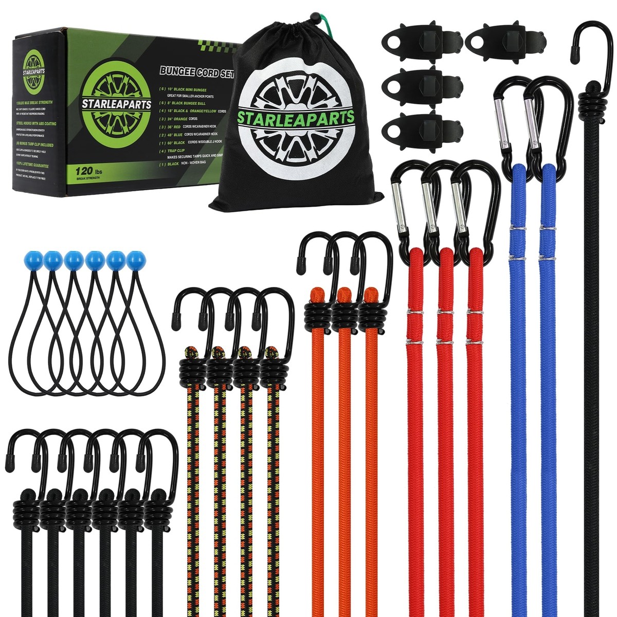 6PCS 18-Inch Heavy Duty Bungee Cords With Hooks - Extra Strong Outdoor Elastic E - Foto 5