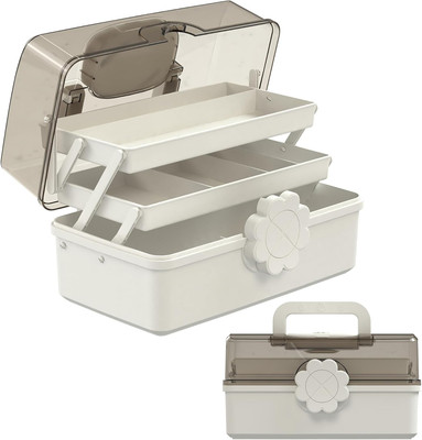3-Layer Plastic Dividing Storage Box，Multifunctional Plastic Tool Box with Handl