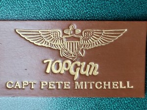 Leather Top Gun FWS Capt  Pete Mitchell FWS Nametag 4-Inch Hook & Loop US Navy