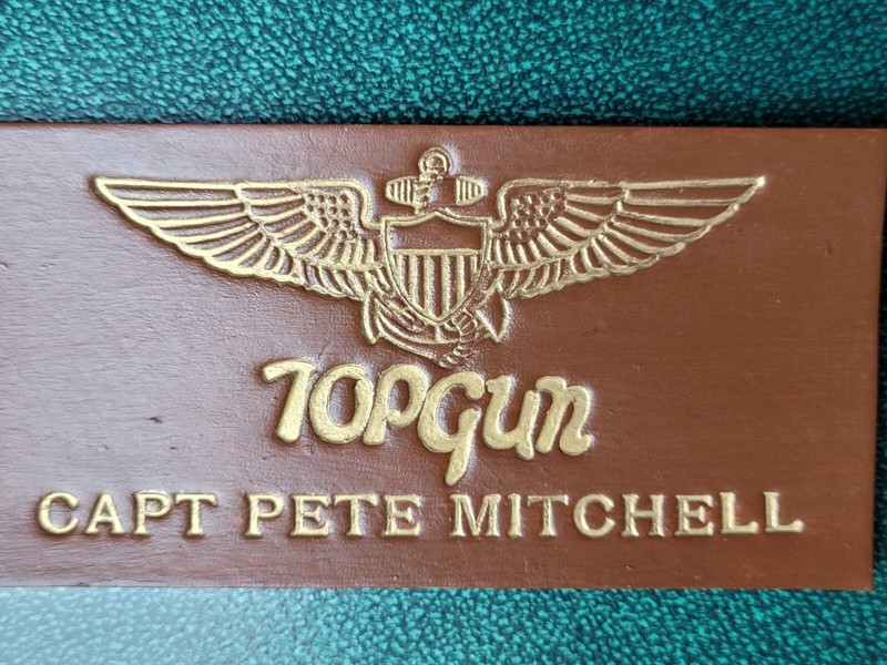 Leather Top Gun FWS Capt  Pete Mitchell FWS Nametag 4-Inch Hook & Loop US Navy