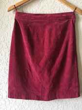 Womens Red Leather Suede High Waist Pencil Skirt 9 / 10 Vintage Global Identity