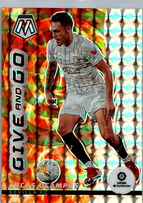 2021-22 Panini Mosaic La Liga #27 Lucas Ocampos Give and Go Silver