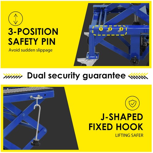 Hydraulic Scissor 440lb Bike Motorcycle Lift Table With 4 Wheel Motorbike ATV - Picture 9 of 17