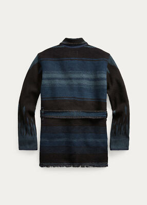 Ralph Lauren RRL Belted Indigo Cotton Jacquard Southwestern Cardi