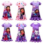 Gabby's Dollhouse Cartoon Kids Girls Princess Pleated Dress Pajamas Nightdress