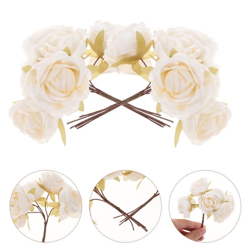 2 Bunches of Artificial Rose Flower Bouquet Valentine's Day Supplies Wedding