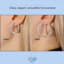 925 Sterling Silver Cubic Zirconia Inside Out Round/Oval Hoops Earrings