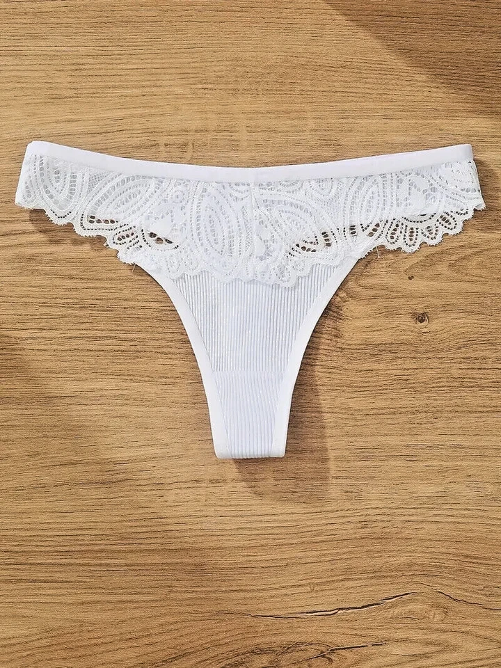 4er-Set Damen-Tangas, mehrfarbig mit Spitzenbesatz, Gr. S, M, L, XL, Neu - Bild 2 von 4