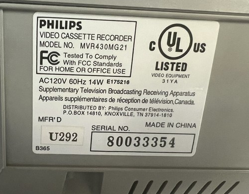 Philips Magnavox MVR430MG21 4-Head VHS Video Cassette Recorder VCR - 第 4/4 張圖片