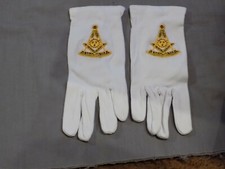 Embroidered Past Master With Square White Cotton Gloves Sun Ceremonial Dress NEW
