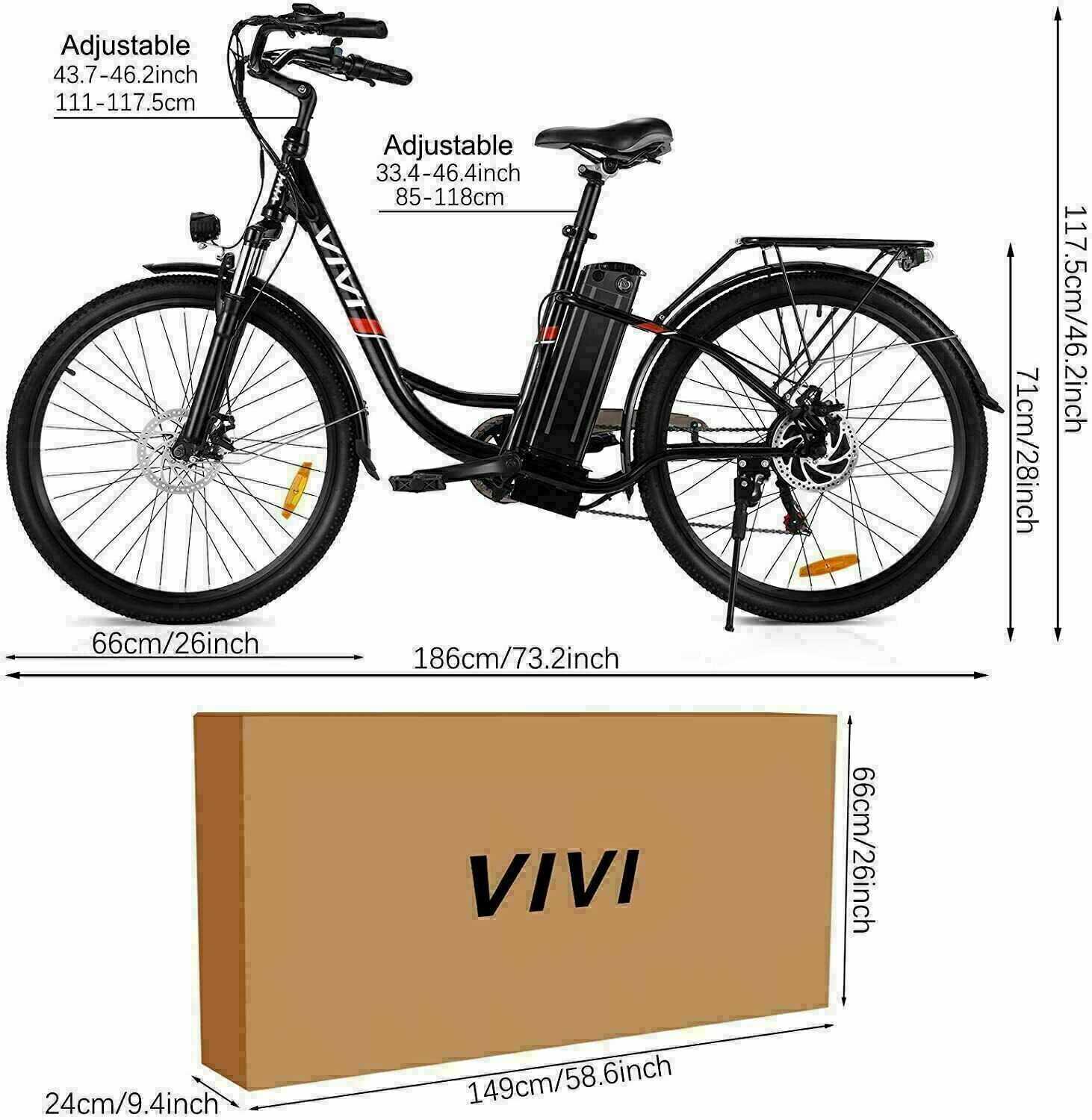 Details zu  26Zoll Elektrofahrrad E-Bike E Mountain bike Ebike Pedelec e city bike @vivi Inland günstig