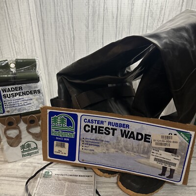 Hodgman Caster Rubber Chest WADERS Size 5 With Suspenders - Never Used? Read