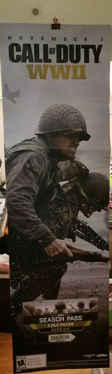 HUGE CALL OF DUTY WORLD WAR 2 II GAMESTOP PROMO POSTER DISPLAY PS1