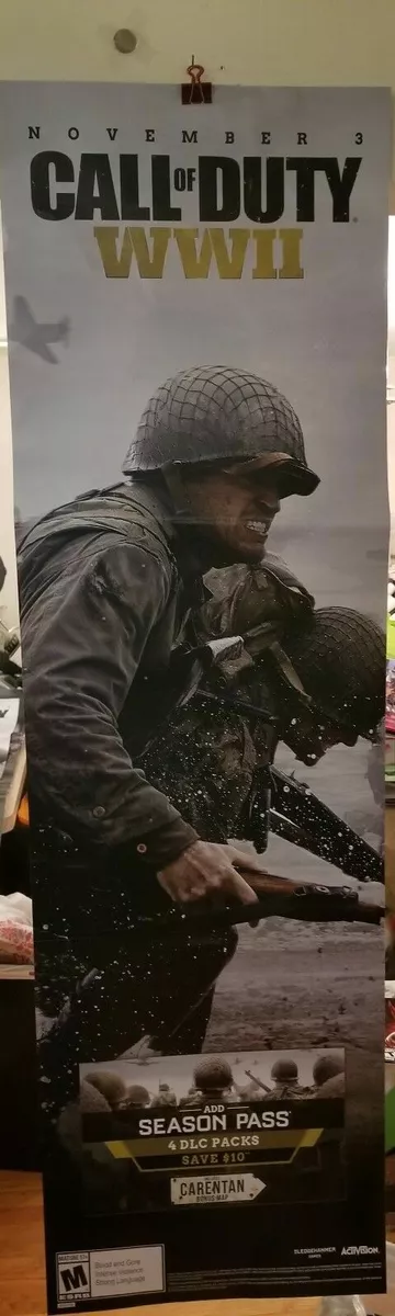 HUGE CALL OF DUTY WORLD WAR 2 II GAMESTOP PROMO POSTER DISPLAY PS1 PS3 PS4  PS5