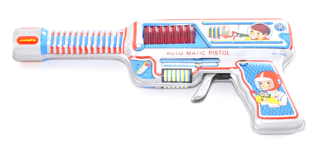 Rare Vintage Tin Space Ray Gun Astronaut Japan 1960s Toy Laser