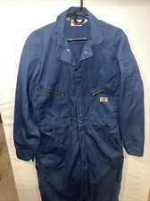 Mens DICKIES Coveralls Bibs 42 Tall Blue Mechanic Workwear Slant Pocket VTG