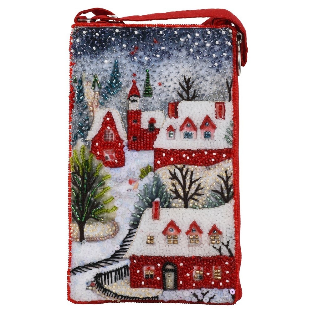 BAMBOO TRADING HAND BEADED CHRISTMAS VILLAGE CLUB CELLPHONE CROSSBODY WRISTLET