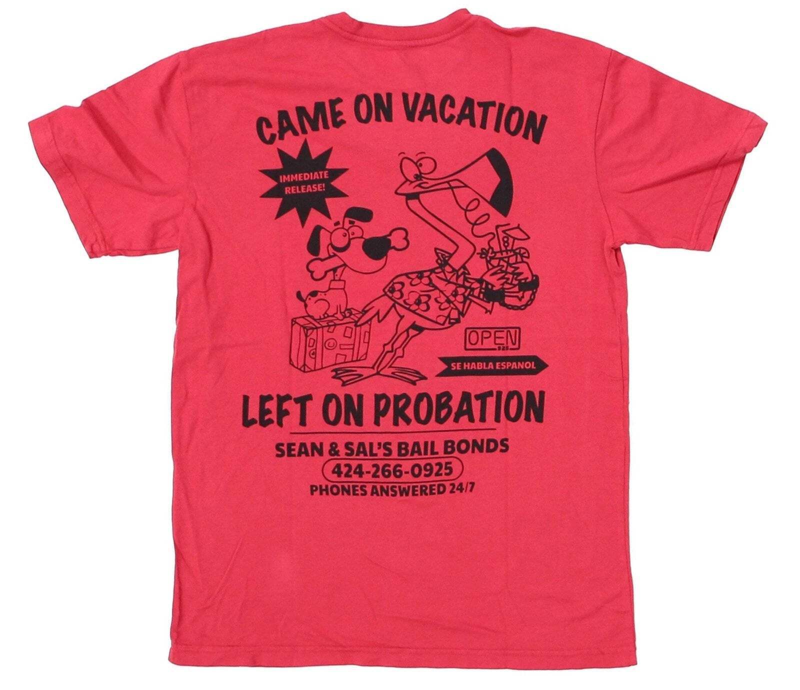 Открытая мужская футболка 925 Sean - Sals Bail Bonds с масляными пятнами красного цвета Унисекс