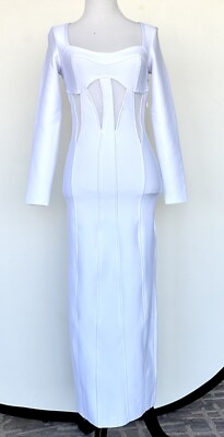 chinese dress ladies Karen Millen White Halter Neck Pleated Maxi Dress UK 8
