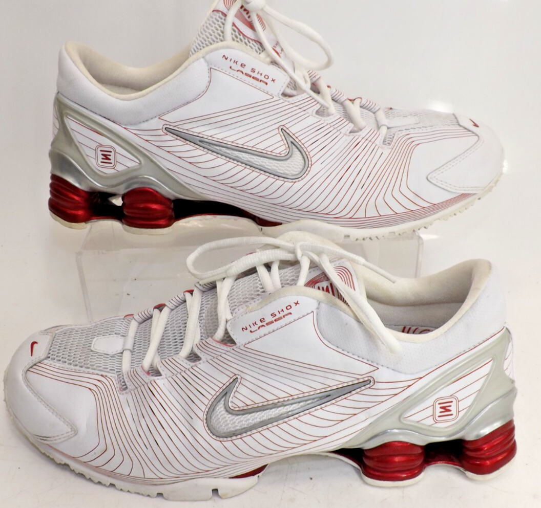 Nike Shox NZ Laser White & Red Pin stripe Running Shoe